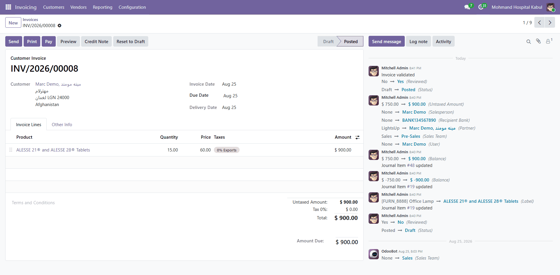 Create customer invoice