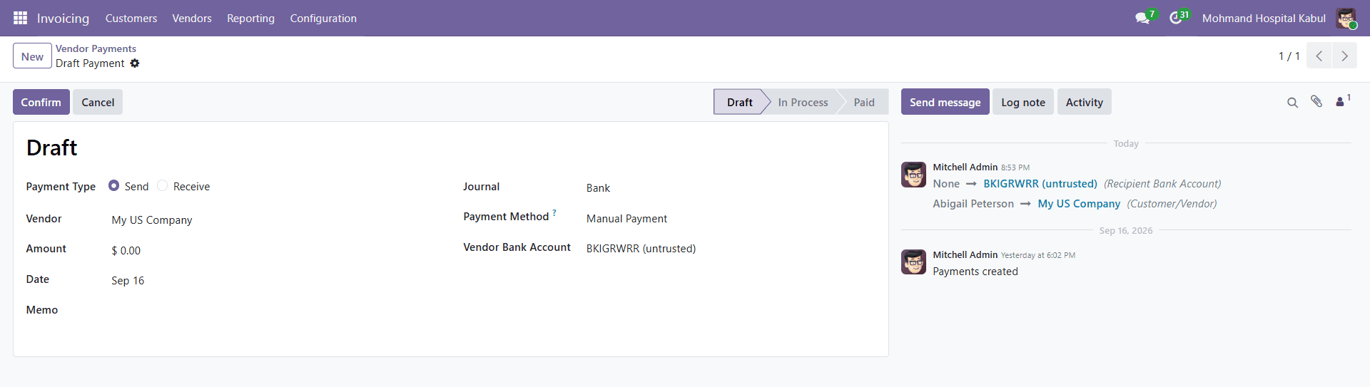 Payment registration