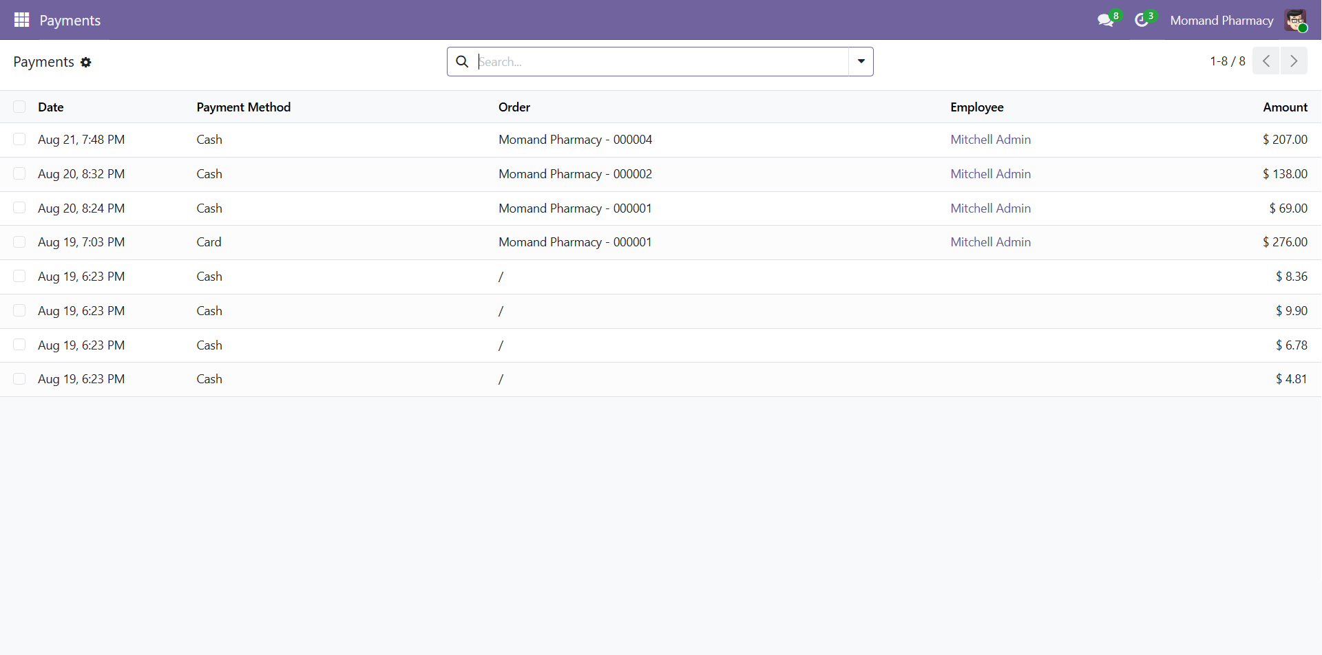 Pharmacy payments section