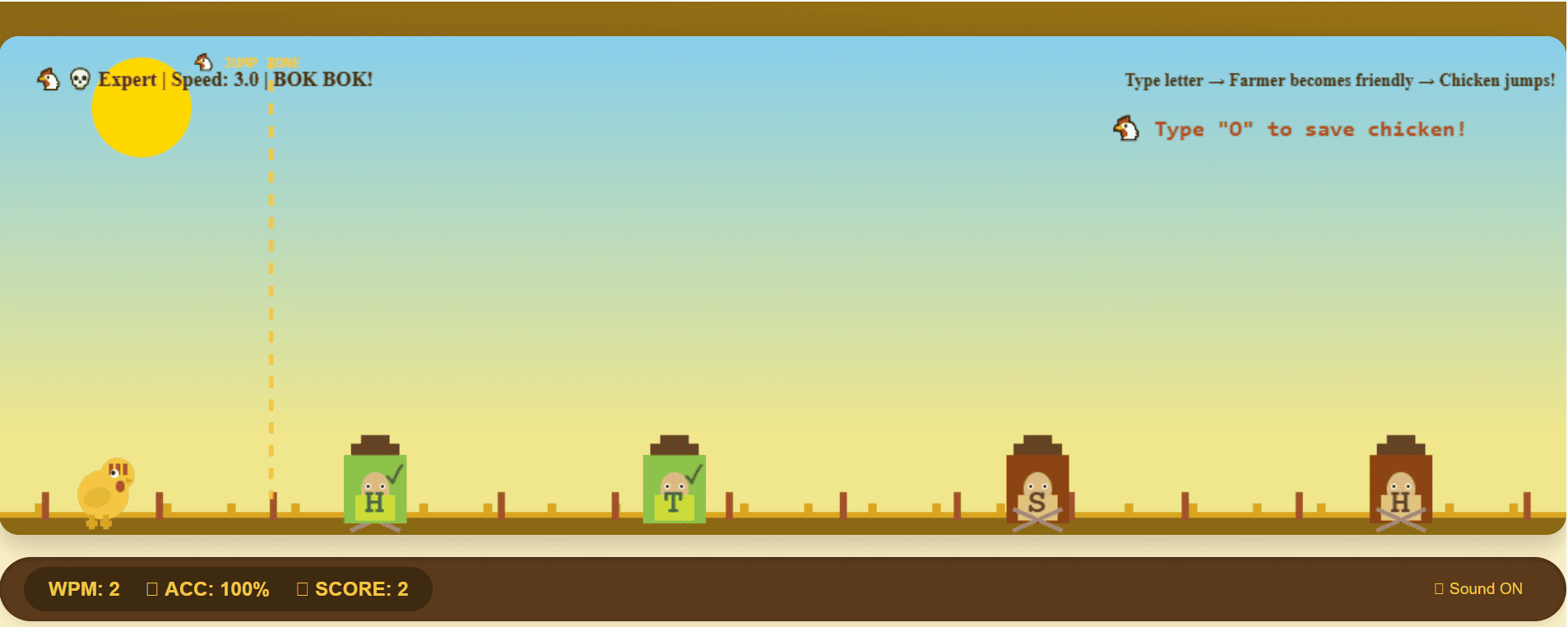 Chicken Runner Game interface